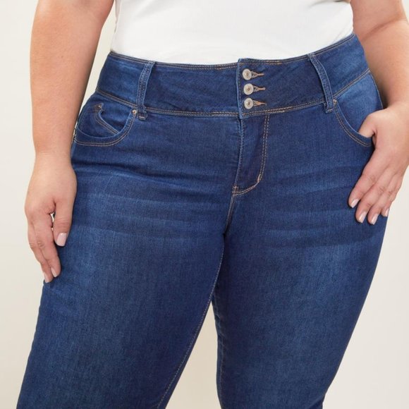 WannaBettaButt Plus size Women's  3 Button Up Sexy Jeans Dark Blue Plus 24 NWT! - Picture 5 of 10